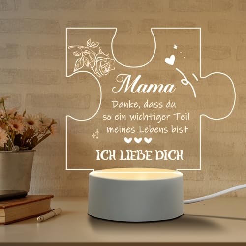 Oizzduru Geschenke für Mama von Tochter Sohn, Acryl LED Nachtlicht Muttertagsgeschenk für Mama Personalisierte Lampe Geschenke für Mama zum Geburtstag von Oizzduru