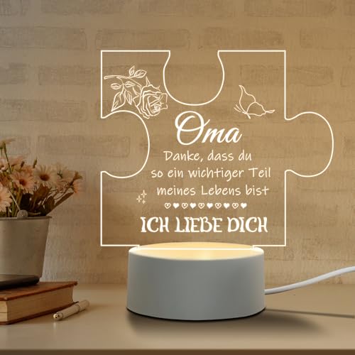 Oizzduru Oma Geschenk von Enkelin Enkeln, LED Lampe Nachtlicht Geschenke für Oma Personalisierte Geschenk für Oma von Großelterntag Geschenk Oma Geburtstag von Oizzduru