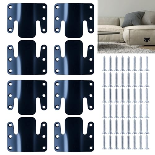 Ojeemii Sektionalsofa-Verbinder, 8 Stück, 4 Sets, ineinandergreifende Metall-Verbindungsstücke, Sofa-Verbindungsstück mit Schrauben für Sektionalcouch, Zweisitzer, Liege oder Stuhl (schwarz) von Ojeemii