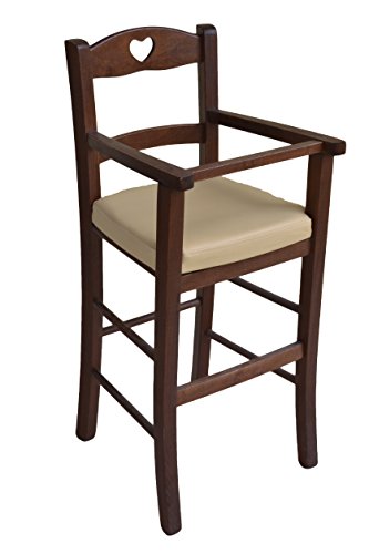 Ok Affarefatto Maddaloni Stuhl für Hochstuhl Bimbo Luxus, aus Holz, Walnussholz, mit Sitzfläche aus Kunstleder, Beige, gefüllt von OKAFFAREFATTO MADDALONI