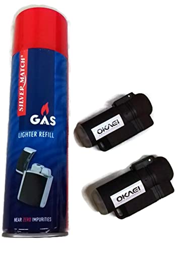 2 x Okaei Sturmfeuerzeuge mit Jet Flame + Silver Match Gas zum nachfüllen von Okaei