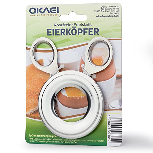 Eierköpfer Edelstahl - Zeitsparend und Hochwertig - Eieröffner für harte & weiche Eier - Eiöffner Testsieger - Eier Öffner Sollbruchstelle - Einfach & Schnell Eier Öffnen - Eierpickser - Eierkopfer von Okaei