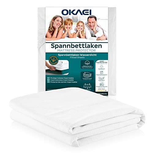 Okaei Matratzenschoner 60 x 120 Baby cm wasserdicht | Oberfläche aus 100% Baumwolle | Atmungsaktive Matratzenauflage | waschbar | Oeko-Tex Zertifiziert | ALLE MATRATZEN + 20 cm | Spannbettlaken​ von Okaei