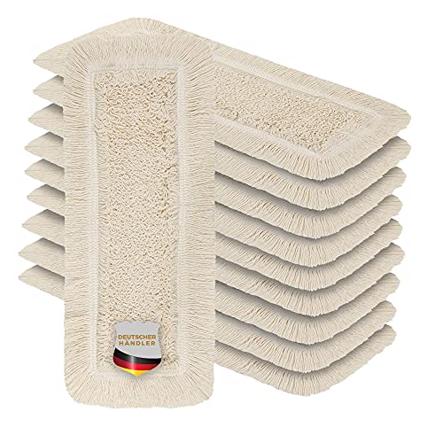 Okaei 10 Stück Wischmopp Bezug (40 cm) - Bodenwischer-Wischbezug zur Trocken- & Nassreinigung - Bodenwischer-Bezug für alle Gängigen Wischmopp-Halter und Pressen - Hochwertiger Wischer-Bezug Beige von Okaei