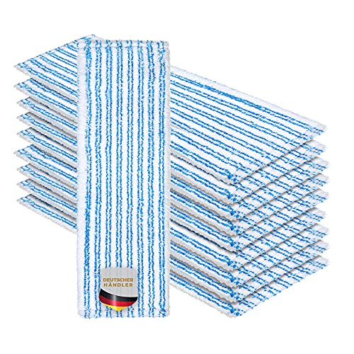 Okaei 10 Stück Wischmopp Bezug (40 cm) - Premium Bodenwischer-Wischbezug aus 100% Microfaser - Bezug Optimal zur Gründlichen Reinigung von Glatten & Leicht Unebenen Böden - Mikrofaser Moppbezug Blau von Okaei