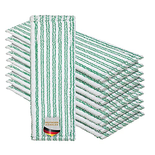 Okaei 10 Stück Wischmopp Bezug (40 cm) - Premium Bodenwischer-Wischbezug aus 100% Microfaser - Bezug Optimal zur Gründlichen Reinigung von Glatten & Leicht Unebenen Böden - Mikrofaser Moppbezug Grün von Okaei