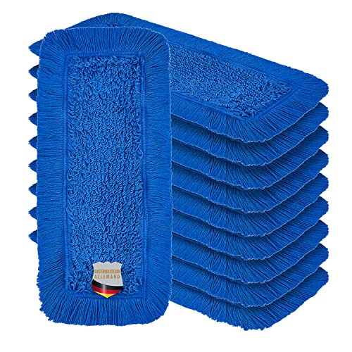 Okaei 10 Stück Wischmopp Bezug (50 cm) - Bodenwischer-Wischbezug zur Trocken- & Nassreinigung - Bodenwischer-Bezug für alle Gängigen Wischmopp-Halter und Pressen - Hochwertiger Wischer-Bezug Blau von Okaei
