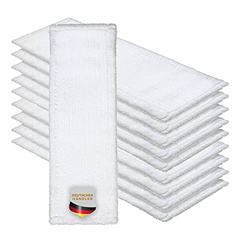 Okaei 10 Stück Wischmopp Bezug (50 cm) - Premium Bodenwischer-Wischbezug aus 100% Microfaser - Wischer-Bezug für Gründliche Reinigung von Glatten & Leicht Unebenen Böden - Mikrofaser Moppbezug Weiß von Okaei