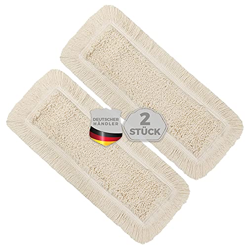 Okaei 2 Stück Wischmopp Bezug (60 cm) - Bodenwischer-Wischbezug zur Trocken- & Nassreinigung - Bodenwischer-Bezug für alle Gängigen Wischmopp-Halter und Pressen - Hochwertiger Wischer-Bezug Beige von Okaei