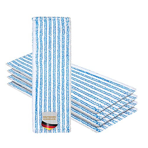 Okaei 5 Stück Wischmopp Bezug (40 cm) - Premium Bodenwischer-Wischbezug aus 100% Microfaser - Bezug Optimal zur Gründlichen Reinigung von Glatten & Leicht Unebenen Böden - Mikrofaser Moppbezug Blau von Okaei
