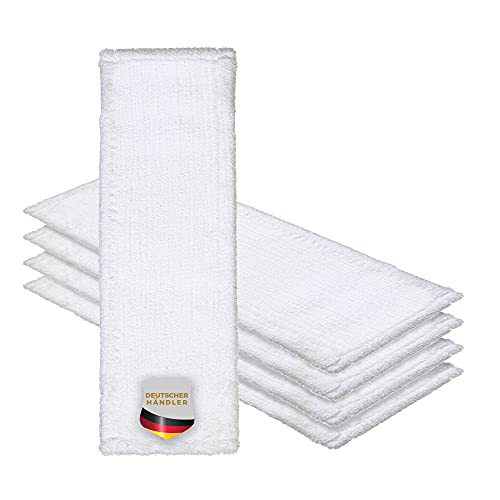 Okaei 5 Stück Wischmopp Bezug (40 cm) - Premium Bodenwischer-Wischbezug aus 100% Microfaser - Wischer-Bezug für Gründliche Reinigung von Glatten & Leicht Unebenen Böden - Mikrofaser Moppbezug Weiß von Okaei