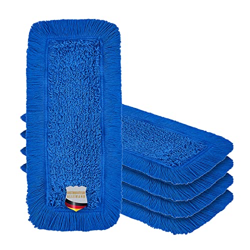 Okaei 5 Stück Wischmopp Bezug (50 cm) - Bodenwischer-Wischbezug zur Trocken- & Nassreinigung - Bodenwischer-Bezug für alle Gängigen Wischmopp-Halter und Pressen - Hochwertiger Wischer-Bezug Blau von Okaei