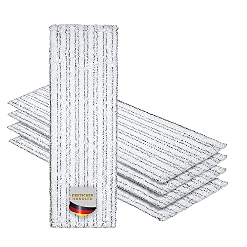 Okaei 5 Stück Wischmopp Bezug (50 cm) - Premium Bodenwischer-Wischbezug aus 100% Microfaser - Bezug Optimal zur Gründlichen Reinigung von Glatten & Leicht Unebenen Böden - Mikrofaser Moppbezug Grau von Okaei