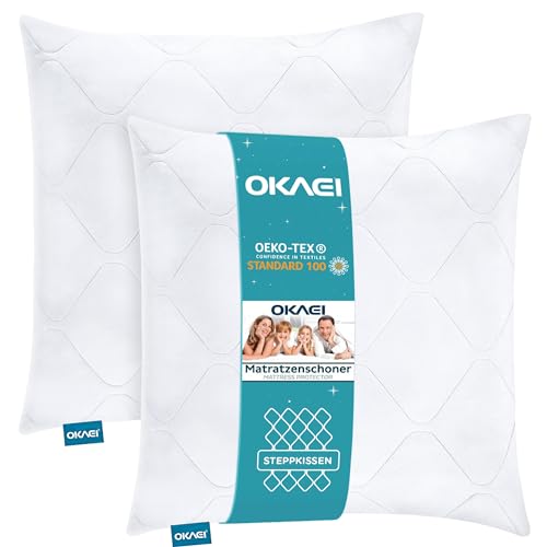 Okaei Kopfkissen 50x50 2er Set | Superweiches Kissen Set | Allergiker Kopfkissen | Kissen 50 x 50 | Kissen klein | Kissen 50 x 50 | Schlaf Kissen | Kissen Bett | Super weiche Bettwaren & Bettwäsche von Okaei