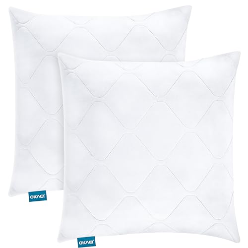 Okaei Kopfkissen 80x80 cm 2er Set | Großes Füllkissen mit Mikrofaser Bezug | Waschbar bei 60°C & Oeko-TEX Zertifiziert | Weiches Allergiker Kissen für Schlafzimmer von Okaei