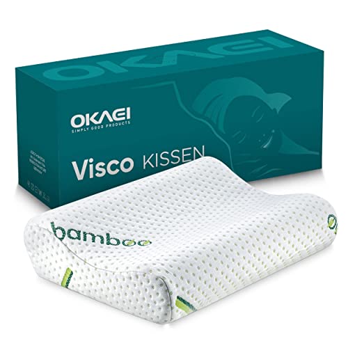 OKAEI Memory Foam Kissen mit EXTRA weichem Bambus Kissenbezug - Komfortables Kopfkissen - Ergonomisches Kissen - Kissen für Entspannten Nacken von Okaei