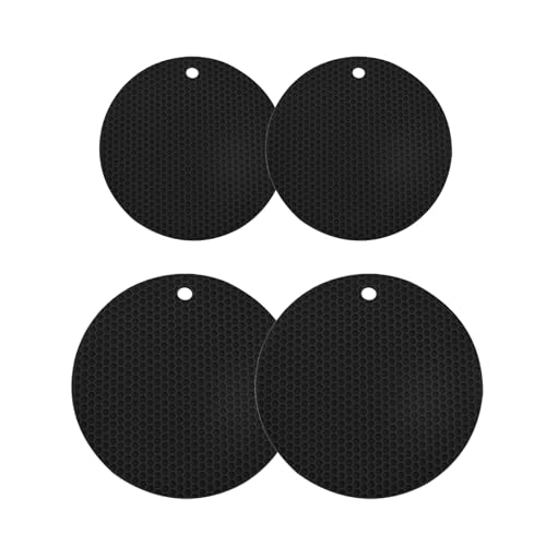 Okaywork 4er Set Topfuntersetzer aus Silikon, Untersetzer Topf, Silikon Topfuntersetzer Hitzebeständig, Topflappen für Küche & Tisch, Runder Untersetzer Unterlage für Töpfe Pfannen(2X 18cm 2X 15cm) von Okaywork