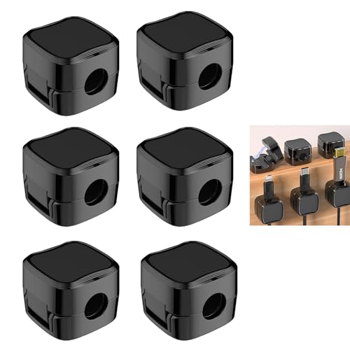 Okaywork 6 Stück Kabelhalter Kabelclips kabelhalter selbstklebend Verstellbare Kabel Organizer Magnetische Kabelmanagement Selbstklebend Kabelhalter Schreibtisch,Ladekabeln(Schwarz) von Okaywork