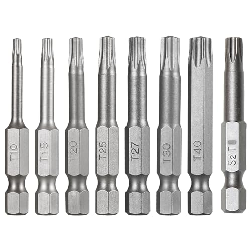 Okaywork 8 Stück 5 Punkt Torx Schraubendreher Bits Set,bitsatz Magnetischer Torx Sicherheitskopf 1/4 Zoll Schraubendreher Bit Set, bohrer set T8 T10 T15 T20 T25 T27 T30 T40 schrauben set von Okaywork