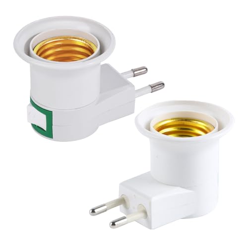 Okaywork Adapter – Fassungsadapter E27, Fassung Glühbirne, Lampenfassung, Umwandlung in Steckdose und E27-Fassung, lampensockel netzkabel eu stecker steckdosenadapter. (mit Schalter 2PCS) von Okaywork