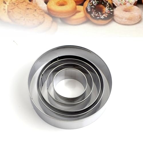 Okaywork Set 5 Stück Ausstechformen aus Stahl, Keksausstecher, Plätzchenausstecher, Ausstechformen in 5 verschiedenen Größen, 10cm, 7.8cm, 7cm, 5.5cm, 4cm.(Runden) von Okaywork