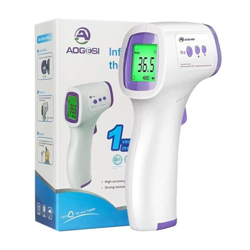 Okaywork digitales Stirnthermometer Zwei-in-eins-Objekt, Körpermessung Dreifarbige Hintergrundbeleuchtung Berührungsloser ℃- und ℉-Modus mit LCD-Bildschirm, Fieberalarm,32 Speichersätze Keine Batterie von Okaywork