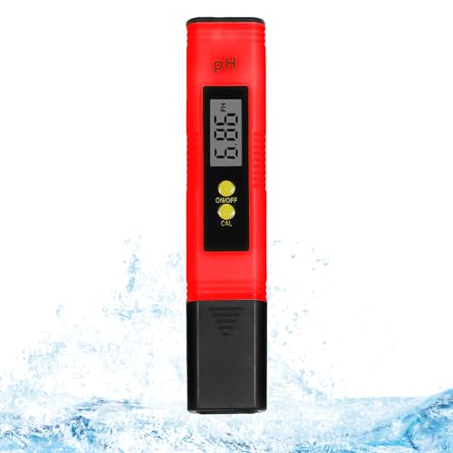 Okaywork pH Wert Messgerät - pH Wert Messgerät PH Meter mit LCD Anzeige, pH messgerät wasserhärte messen,für Trinkwasser/Schwimmbad/Aquarium/Pool, Hohe Genauigkeit, 0.00-14.00 Messbereich. (Rot) von Okaywork