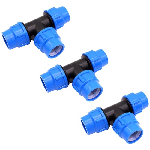 Okaywork PP Fitting für PE Rohr 20 mm Klemmverbinder Kupplung Winkel T-Stück, PP-Fitting, Klemmverbinder - 20er T-Stück für PE-Rohr, PP T Stück Kupplung kompatibel mit PE80 PE100 Rohren, 3er-Pack von Okaywork