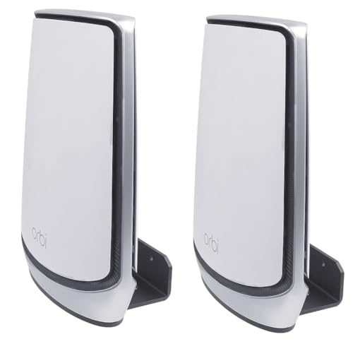 Orbi WiFi 6 Wandhalterung, Aluminiumhalterung für Orbi Whole Home Tri-Band Mesh WiFi 6 (RBK850)(RBK852)(RBK853)/(RBS750)(RBS751)(RBK752)/(AX4200) (AX5700 ) (AX6000) Verbesserung des WLAN-Signals (schwarz, 2 Stück) von OkeMeeo