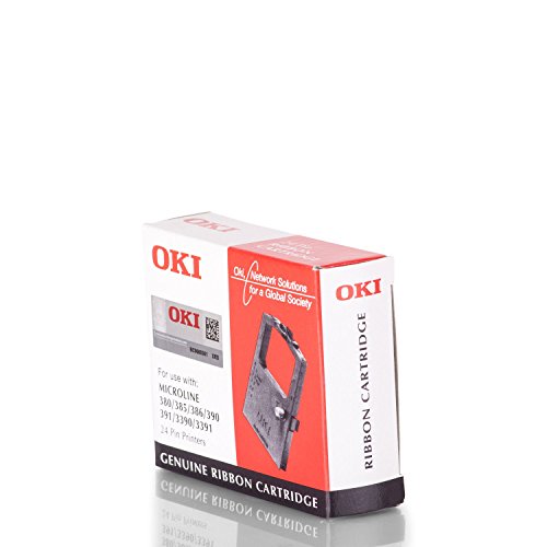 OKI 9002309 Für Drucker – für Drucker Farbband (schwarz, Matrix-Punkt, 24-Pin, schwarz, ML380/385/3901/391/3390/3391, Behälter) von Oki