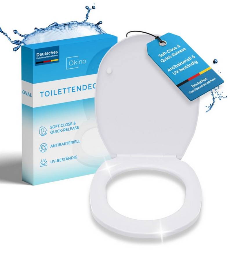 Okino WC-Sitz Okino WC-Sitz mit Absenkautomatik oval weiß, Absenkautomatik, zur Reinigung abnehmbar, Duroplast von Okino