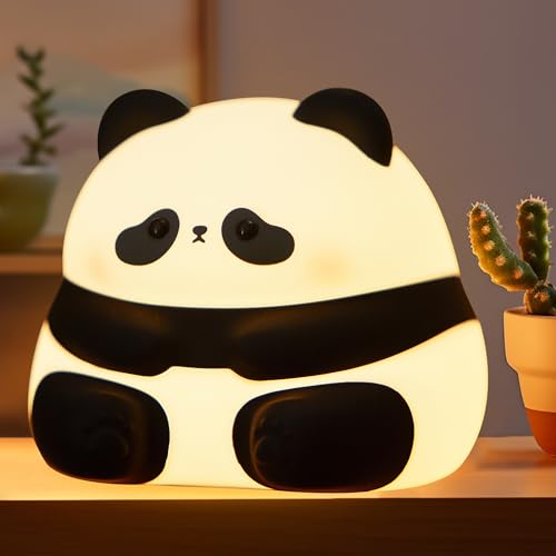 OkiyiD Panda Geschenk für Kinder, Cute Panda Lampe Nachtlicht, Touch Control Silikon Nachtlicht für Babyzimmer Dekoration, tragbare wiederaufladbare dimmbare Timer Schlaf Lampe von OkiyiD