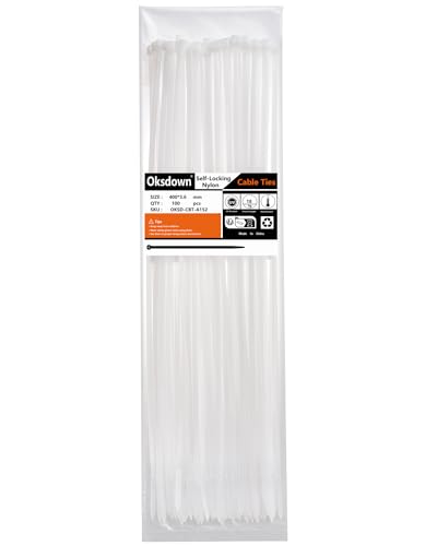Oksdown 100 Stück 400mm × 3,6mm Weiß Kabelbinder mit 18 kg Zugfestigkeit UV-Beständig Nylon Kunststoff Selbstsichernder Multifunktionaler Cable Zip Ties Oksdown 100 Stück 400mm × 3,6mm Weiß Kabelbinder mit 18 kg Zugfestigkeit UV-Beständig Nylon Kunststoff Selbstsichernder Multifunktionaler Cable Zip Ties von Oksdown