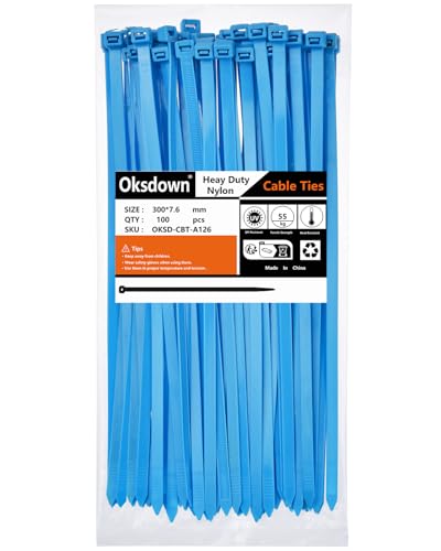 Oksdown 300mm × 7,6mm Breit 100 Stück Extra Stark Kabelbinder mit 50 kg Zugfestigkeit Blau UV-Beständig Groß Nylon Kunststoff Selbstsichernder Multifunktionaler Cable Zip Ties Oksdown 300mm × 7,6mm Breit 100 Stück Extra Stark Kabelbinder mit 50 kg Zugfestigkeit Blau UV-Beständig Groß Nylon Kunststoff Selbstsichernder Multifunktionaler Cable Zip Ties von Oksdown