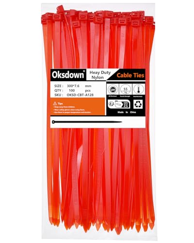 Oksdown 300mm × 7,6mm Breit 100 Stück Extra Stark Kabelbinder mit 50 kg Zugfestigkeit Rot UV-Beständig Groß Nylon Kunststoff Selbstsichernder Multifunktionaler Cable Zip Ties Oksdown 300mm × 7,6mm Breit 100 Stück Extra Stark Kabelbinder mit 50 kg Zugfestigkeit Rot UV-Beständig Groß Nylon Kunststoff Selbstsichernder Multifunktionaler Cable Zip Ties von Oksdown