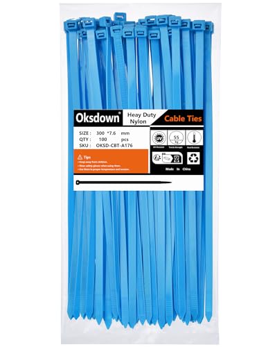 Oksdown 300mm × 7,6mm Breit 100 Stück Extra Stark Kabelbinder mit 55 kg Zugfestigkeit Blau UV-Beständig Groß Nylon Kunststoff Selbstsichernder Multifunktionaler Oksdown 300mm × 7,6mm Breit 100 Stück Extra Stark Kabelbinder mit 55 kg Zugfestigkeit Blau UV-Beständig Groß Nylon Kunststoff Selbstsichernder Multifunktionaler von Oksdown