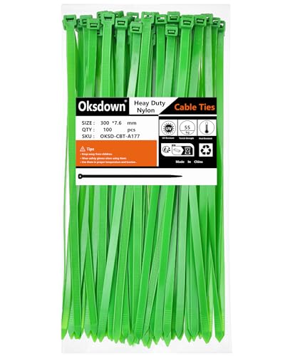 Oksdown 300mm × 7,6mm Breit 100 Stück Extra Stark Kabelbinder mit 55 kg Zugfestigkeit Grün UV-Beständig Groß Nylon Kunststoff Selbstsichernder Multifunktionaler Oksdown 300mm × 7,6mm Breit 100 Stück Extra Stark Kabelbinder mit 55 kg Zugfestigkeit Grün UV-Beständig Groß Nylon Kunststoff Selbstsichernder Multifunktionaler von Oksdown