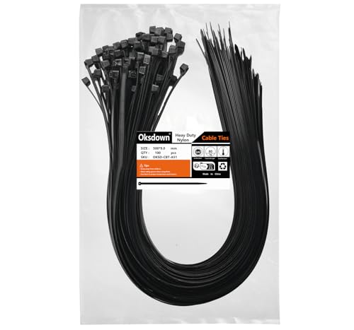 Oksdown 500mm × 9,0mm Breit 100 Stück Extra Stark Kabelbinder mit 80 kg Zugfestigkeit Schwarz UV-Beständig Groß Nylon Kunststoff Selbstsichernder Multifunktionaler Cable Zip Ties Oksdown 500mm × 9,0mm Breit 100 Stück Extra Stark Kabelbinder mit 80 kg Zugfestigkeit Schwarz UV-Beständig Groß Nylon Kunststoff Selbstsichernder Multifunktionaler Cable Zip Ties von Oksdown