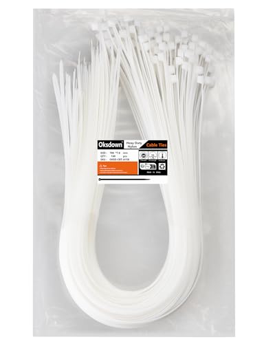 Oksdown 760mm × 7,6mm Breit 100 Stück Stark Kabelbinder mit 55 kg Zugfestigkeit weiß UV-Beständig Groß Lang Nylon Kunststoff Selbstsichernder Multifunktionaler Cable Zip Ties von Oksdown