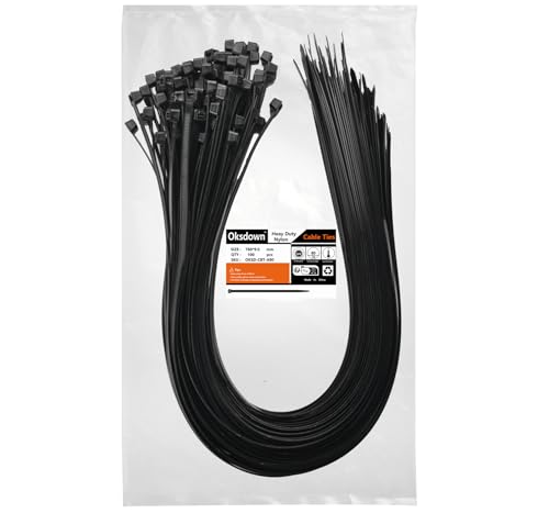 Oksdown 760mm × 9,0mm Breit 100 Stück Extra Stark Kabelbinder mit 80 kg Zugfestigkeit Schwarz UV-Beständig Groß Nylon Kunststoff Selbstsichernder Multifunktionaler Cable Zip Ties Oksdown 760mm × 9,0mm Breit 100 Stück Extra Stark Kabelbinder mit 80 kg Zugfestigkeit Schwarz UV-Beständig Groß Nylon Kunststoff Selbstsichernder Multifunktionaler Cable Zip Ties von Oksdown