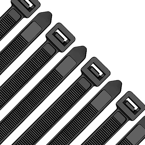 Oksdown Kabelbinder Schwarz 250mm × 7,6mm 1000 Stück UV Beständig Nylon mit 55 kg Zugfestigkeit Extra Stark Groß Kunststoff Selbstsichernder Kabelbinder für Industrie, Gartenbau, Kabelindustrie von Oksdown