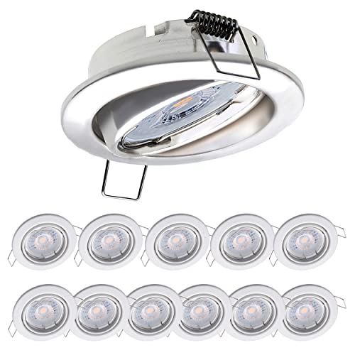 12x Oktaplex Einbaustrahler 3 Stufen dimmbar Dijon Schwenkbar - LED Modul Nizza 4,8W 3000K 230V 380lm Warmweiß 110° - Spots Weiß Lochmaß 68mm von Oktaplex lighting