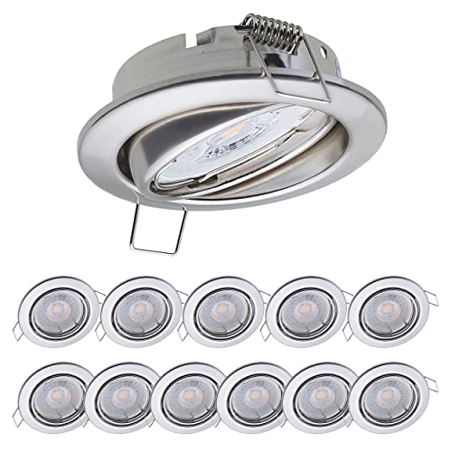 12x Oktaplex Einbaustrahler dimmbar Dijon Schwenkbar - LED Modul Nizza 5W 3000K 230V 380lm Warmweiß 110° - Spots Chrom Lochmaß 68mm von Oktaplex lighting