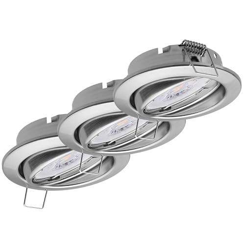 3x Oktaplex Deckenspots schwenkbar Dijon - mit Nizza LED Modul 4,8W 230V 2700K 380lm Warmweiß 110° - Spot Edelstahl gebürstet Lochmaß 68mm 3x Oktaplex Deckenspots schwenkbar Dijon - mit Nizza LED Modul 4,8W 230V 2700K 380lm Warmweiß 110° - Spot Edelstahl gebürstet Lochmaß 68mm von Oktaplex lighting