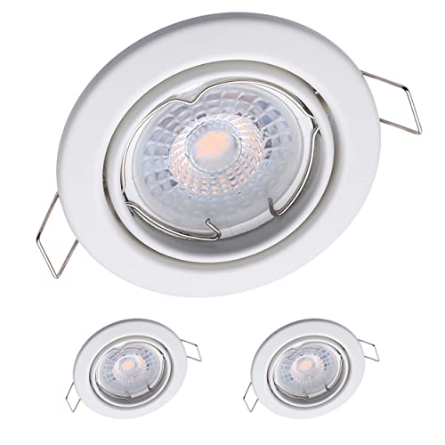 3x Oktaplex Einbaustrahler 3 Stufen dimmbar Dijon Schwenkbar - LED Modul Nizza 4,8W 2700K 230V 380lm Warmweiß 110° - Spots Weiß Lochmaß 68mm von Oktaplex lighting