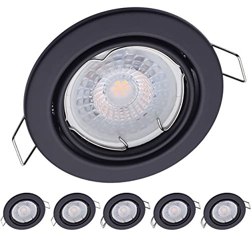 6x Oktaplex Einbaustrahler 3 stufig dimmbar Dijon Schwenkbar - LED Modul Nizza 4,8W 2700K 230V 380lm Warmweiß 110° - Spots Schwarz Lochmaß 68mm von Oktaplex lighting