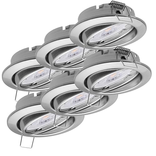 6x Oktaplex Einbaustrahler schwenkbar Dijon - mit Nizza LED Modul 4,8W 230V 3000K 380lm Warmweiß 110° - Deckenleuchte Edelstahl gebürstet Lochmaß 68mm 6x Oktaplex Einbaustrahler schwenkbar Dijon - mit Nizza LED Modul 4,8W 230V 3000K 380lm Warmweiß 110° - Deckenleuchte Edelstahl gebürstet Lochmaß 68mm von Oktaplex lighting