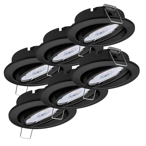 6x Oktaplex Einbaustrahler schwenkbar Dijon - mit Nizza LED Modul 4,8W 230V 3000K 380lm Warmweiß 110° - Deckenleuchte Schwarz Lochmaß 68mm von Oktaplex lighting