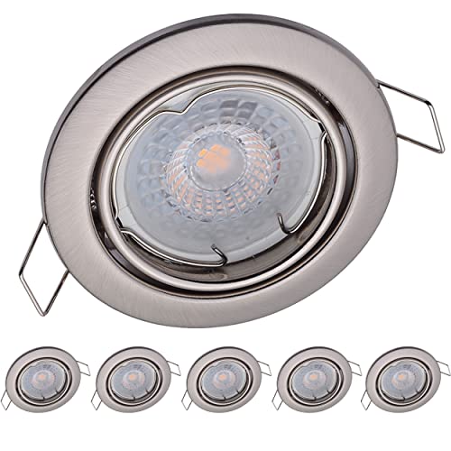 6x Oktaplex Spot 3 stufig dimmbar Dijon Schwenkbar - LED Modul Nizza 4,8W 3000K 230V 380lm Warmweiß 110° - Einbaustrahler Edelstahl gebürstet Lochmaß 68mm von Oktaplex lighting