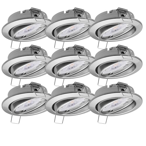 9x Oktaplex Spots schwenkbar Dijon - mit Nizza LED Modul 4,8W 230V 4000K 380lm Neutralweiß 110° - Einbauleuchten Edelstahl gebürstet Lochmaß 68mm 9x Oktaplex Spots schwenkbar Dijon - mit Nizza LED Modul 4,8W 230V 4000K 380lm Neutralweiß 110° - Einbauleuchten Edelstahl gebürstet Lochmaß 68mm von Oktaplex lighting